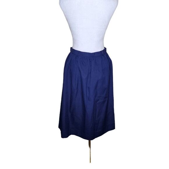 Vintage 80s Straight Skirt Womens Size L Navy Blue Button Front Elastic Waist - Picture 4 of 4